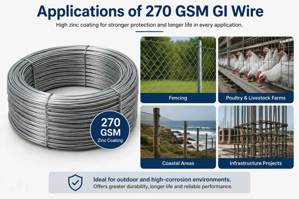 Applications of 270 GSM GI Wire
